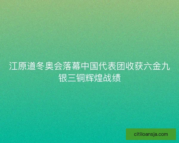 江原道冬奥会落幕中国代表团收获六金九银三铜辉煌战绩 江原道冬奥会落幕中国代表团收获六金九银三铜辉煌战绩